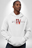 DIABLO oyun  Kadın Erkek  Beyaz Kapüşonlu Sweatshirt Hoodie