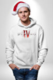 DIABLO oyun  Kadın Erkek  Beyaz Kapüşonlu Sweatshirt Hoodie