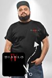 DIABLO oyun  Siyah Büyük Beden Kadın Basic Minimal Baskılı Tişört