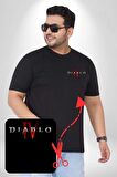 DIABLO oyun  Siyah Büyük Beden Kadın Basic Minimal Baskılı Tişört