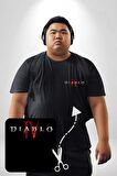DIABLO oyun  Siyah Büyük Beden Kadın Basic Minimal Baskılı Tişört