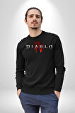 DIABLO oyun  Kadın Erkek Siyah Sweatshirt 