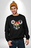 Starwars Miki Karakterleri Kadın Erkek Siyah Sweatshirt 
