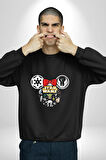 Starwars Miki Karakterleri Kadın Erkek Siyah Sweatshirt 
