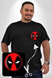 Deadpool Maske Siyah Büyük Beden Kadın Basic Minimal Baskılı Tişört