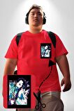 Shinobu Kocho Demon Slayer  Kırmızı Büyük Beden Kadın Basic Minimal Baskılı Tişört