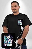 Shinobu Kocho Demon Slayer  Siyah Büyük Beden Kadın Basic Minimal Baskılı Tişört