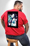 Shinobu Kocho Demon Slayer  Büyük Beden Kırmızı Tişört Kadın Erkek Ünisex Sırt Baskılı
