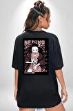 Nezuko Demon Slayer Siyah Oversize Kadın Erkek Ön ve Sırt Baskılı Tişört