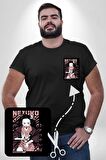 Nezuko Demon Slayer Siyah Büyük Beden Kadın Basic Minimal Baskılı Tişört