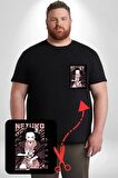 Nezuko Demon Slayer Siyah Büyük Beden Kadın Basic Minimal Baskılı Tişört