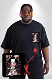 Nezuko Demon Slayer Siyah Büyük Beden Kadın Basic Minimal Baskılı Tişört