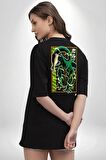 Anime DragonBall Cell Siyah Oversize Kadın Erkek Ön ve Sırt Baskılı Tişört