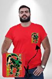 Anime DragonBall Cell Kırmızı Büyük Beden Kadın Basic Minimal Baskılı Tişört