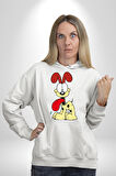 Odie Köpek Kadın Erkek  Beyaz Kapüşonlu Sweatshirt Hoodie