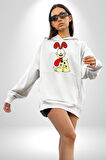 Odie Köpek Kadın Erkek  Beyaz Kapüşonlu Sweatshirt Hoodie