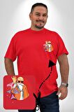 Roşi Usta Dragon Ball Anime Roshi Kırmızı Büyük Beden Kadın Basic Minimal Baskılı Tişört