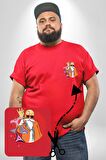Roşi Usta Dragon Ball Anime Roshi Kırmızı Büyük Beden Kadın Basic Minimal Baskılı Tişört