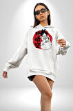 Drogon Ball Goku Anime Kadın Erkek  Beyaz Kapüşonlu Sweatshirt Hoodie
