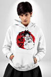 Drogon Ball Goku Anime Kadın Erkek  Beyaz Kapüşonlu Sweatshirt Hoodie