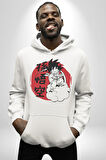 Drogon Ball Goku Anime Kadın Erkek  Beyaz Kapüşonlu Sweatshirt Hoodie