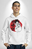 Drogon Ball Goku Anime Kadın Erkek  Beyaz Kapüşonlu Sweatshirt Hoodie
