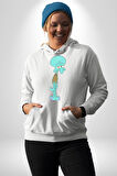 Squidwads Ahtapot Kadın Erkek  Beyaz Kapüşonlu Sweatshirt Hoodie
