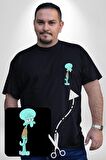 Squidwads Ahtapot Siyah Büyük Beden Kadın Basic Minimal Baskılı Tişört