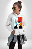 My Hero Academia Boku Anime  Kadın Erkek  Beyaz Kapüşonlu Sweatshirt Hoodie