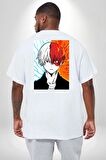 My Hero Academia Boku Anime  Büyük Beden Beyaz Tişört Kadın Erkek Ünisex Sırt Baskılı