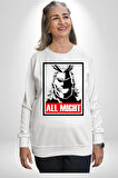 All Might Lahramanlık Akademim Anime Kadın Erkek Beyaz Sweatshirt 