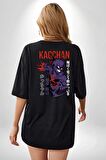 Kasuki Bakugo Anime  Siyah Oversize Kadın Erkek Ön ve Sırt Baskılı Tişört