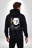 Enji Todoroki Manga Kadın Erkek Siyah Kapüşonlu Fermuarlı Baskılı Hırka Sweatshirt