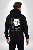 Enji Todoroki Manga Kadın Erkek Siyah Kapüşonlu Fermuarlı Baskılı Hırka Sweatshirt