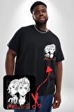 Tokyo İntikamcıları Anime Tokyo Revengers Siyah Büyük Beden Kadın Basic Minimal Baskılı Tişört