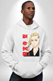 Ken Ryugujı Anime Tokyo İntikamcıları Kadın Erkek  Beyaz Kapüşonlu Sweatshirt Hoodie