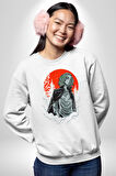 Tokyo Revengers Mikey Red Moon Kadın Erkek Beyaz Sweatshirt 