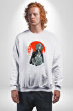 Tokyo Revengers Mikey Red Moon Kadın Erkek Beyaz Sweatshirt 