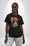 Tokyo Ghoul Ken Kaneki Anime Pamuklu Bisiklet Yaka Kadın Erkek Oversize Boyfriend Dijital Baskılı Siyah T-shirt
