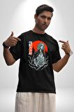 Tokyo Ghoul Ken Kaneki Anime Pamuklu Bisiklet Yaka Kadın Erkek Oversize Boyfriend Dijital Baskılı Siyah T-shirt