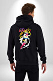 Sailor Moon Anime Usagi Tsukino Kadın Erkek Siyah Kapüşonlu Fermuarlı Baskılı Hırka Sweatshirt