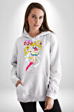 Sailor Moon Anime Usagi Tsukino Kadın Erkek  Beyaz Kapüşonlu Sweatshirt Hoodie