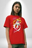 Sailor Moon Anime Usagi Tsukino Pamuklu Bisiklet Yaka Kadın Erkek Oversize Boyfriend Dijital Baskılı Kırmızı T-shirt
