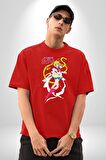 Sailor Moon Anime Usagi Tsukino Pamuklu Bisiklet Yaka Kadın Erkek Oversize Boyfriend Dijital Baskılı Kırmızı T-shirt