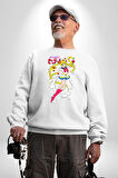 Sailor Moon Anime Usagi Tsukino Kadın Erkek Beyaz Sweatshirt 