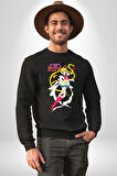 Sailor Moon Anime Usagi Tsukino Kadın Erkek Siyah Sweatshirt 
