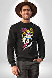 Sailor Moon Anime Usagi Tsukino Kadın Erkek Siyah Sweatshirt 