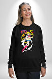 Sailor Moon Anime Usagi Tsukino Kadın Erkek Siyah Sweatshirt 