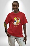 Sailor Moon Ay Savaşcısı Anime Pamuklu Bisiklet Yaka Kadın Erkek Oversize Boyfriend Dijital Baskılı Kırmızı T-shirt