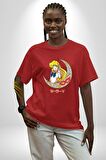 Sailor Moon Ay Savaşcısı Anime Pamuklu Bisiklet Yaka Kadın Erkek Oversize Boyfriend Dijital Baskılı Kırmızı T-shirt